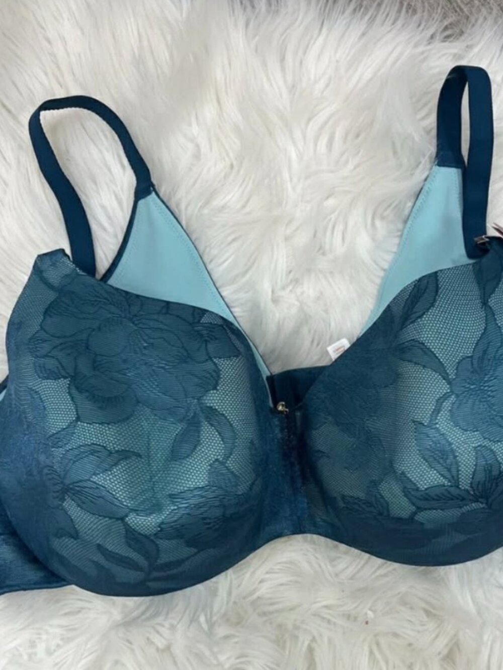 TEAL/BLUE LIGHTLY LINED BALCONETTE BRA SIZE 44H
